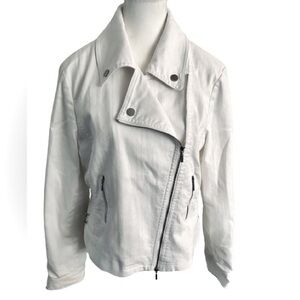 Vintage Doncaster White Denim Jacket Silver Jean Designer 14 Large Extra